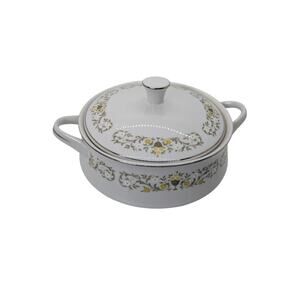 Vintage Sterling Florentine Fine China Covered Casserole Dish Floral Pattern